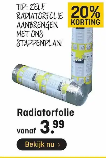 Hubo Radiatorfolie 20% Korting aanbieding