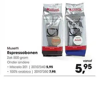 HANOS Musetti Espressobonen Miscela 201 Of 100% Arabica aanbieding