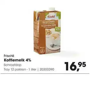 HANOS Frischli Koffiemelk 4% Schroefdop aanbieding