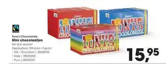 HANOS Tony's Chocolonely Mini Chocolaatjes Mix - 10 Smaken, Melk Of Puur aanbieding