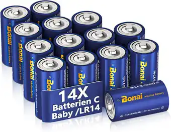 Amazon Bonai longlife c batterijen 1.5 v alkaline c industriële batterijen lr14 wegwerpbatterij voor computeraccessoires, smart home aanbieding