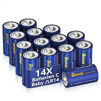 Amazon Bonai longlife c batterijen 1.5 v alkaline c industriële batterijen lr14 wegwerpbatterij voor computeraccessoires, smart home aanbieding