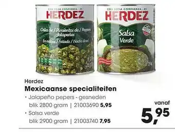 HANOS Herdez Mexicaanse Specialiteiten Jalapeño Pepers - Gesneden Of Salsa Verde aanbieding