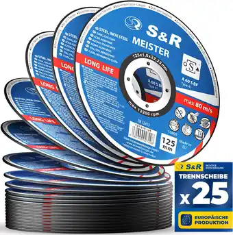 Amazon S&r professional doorslijpschijf voor metaal, staal, roestvrij staal/inox 125x1,0x22,23mm a60 s-bf, set 25 stuks (metaal, sta aanbieding
