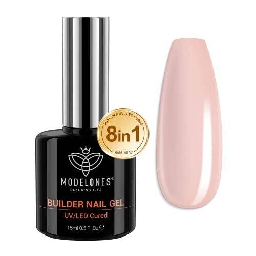 Modelones builder gel, 8in1 base rubber gummy pose american, builder