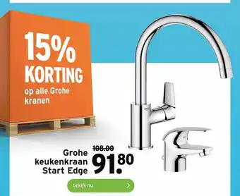 GAMMA Grohe Keukenkraan Start Edge 15% Korting aanbieding