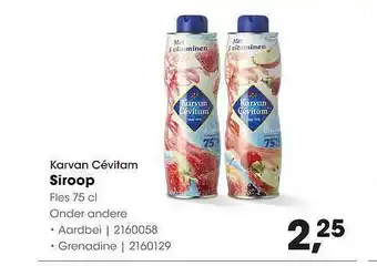 HANOS Karvan Cévitam Siroop Aardbei Of Grenadine aanbieding