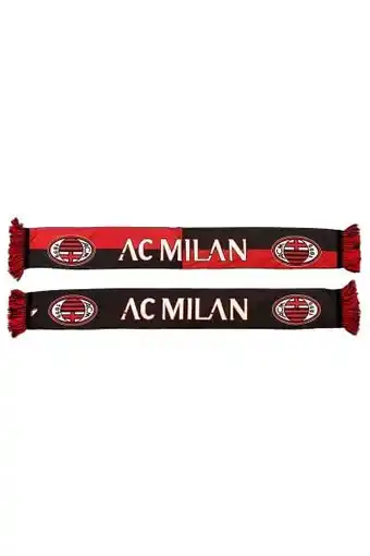 Amazon Ac milan officiële sjaal, dubbele geruite en effen afbeelding met opschrift, polyester, rood, zwart, eenheidsmaat aanbieding