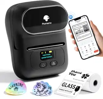 Amazon Phomemo m110 labelprinter, thermo-labelprinter, mini-bluetooth-handheld-printer, met voor kleding, supermarkt, detailhandel e aanbieding