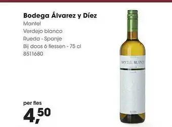 HANOS Bodega Álvarez Y Díez Mantel Verdejo Blanco Rueda aanbieding