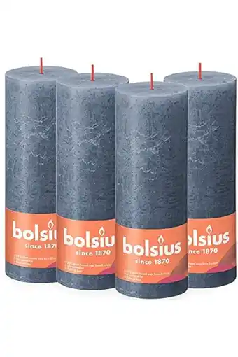 Amazon Bolsius rustieke pijler kaars, donkerblauw, 19 x 7 cm (pack 4) 103668850363 aanbieding