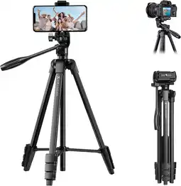 Amazon K&f concept 152cm camerastatief, statief voor smartphone met mobiele telefoonhouder, licht reisstatief met bluetooth afstands aanbieding