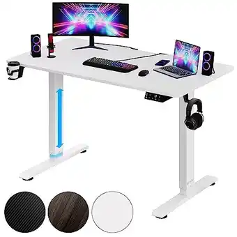 Amazon Casaria bureau tafelblad elektrisch lcd-scherm hoogte verstelbaar 73-118cm carbon optic 110x60cm stalen frame zit sta bureau  aanbieding