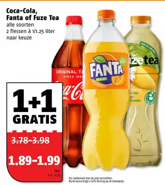 Poiesz Coca-Cola, Fuze Tea of Fanta 2*1/1.25L aanbieding