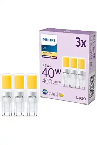 Amazon Philips led capsule - 40 w - g9 - warmwit licht - 3 stuks aanbieding
