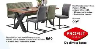 Profijt Meubel Eettafel Cota Of Stoel Pareda aanbieding