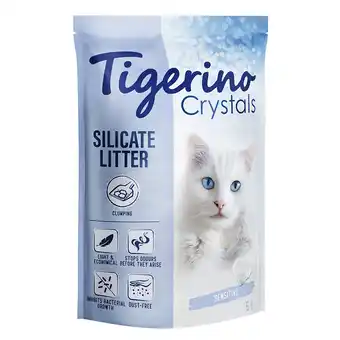 Zooplus Tigerino crystals sensitive, parfumvrij - klonterende kattenbakvulling - voordeelpakket 3 x 5 l aanbieding