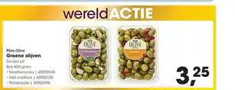 HANOS Père Olive Groene Olijven Mediterranea, Met Knoflook Of Provençale 400 gram aanbieding