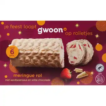Dekamarkt G'woon meringuerol aardbei witte chocolade aanbieding