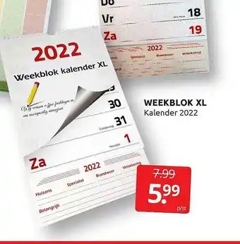 Boekenvoordeel Weekblok XL Kalender 2022 aanbieding