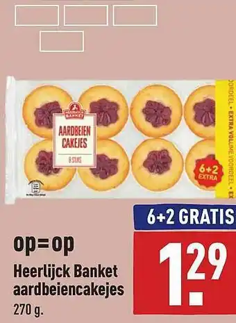 ALDI Heerlijck Banket aardbeiencakejes 270 gram aanbieding