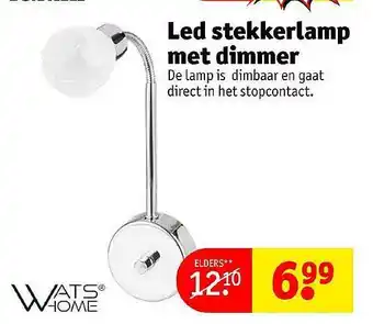 Kruidvat Wats Home Led stekkerlamp met dimmer aanbieding