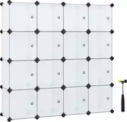 Amazon Songmics 15 cube diy shelving system kunststof kast met deuren in modieuze witte stal en eenvoudig te monteren, grendelloze r aanbieding