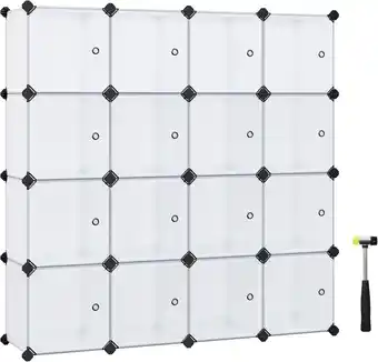 Amazon Songmics 15 cube diy shelving system kunststof kast met deuren in modieuze witte stal en eenvoudig te monteren, grendelloze r aanbieding