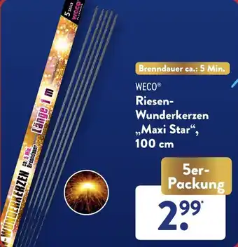 ALDI WECO Riesen Wunderkerzen „Maxi Star", 100 cm aanbieding