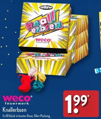 ALDI weco feuerwerk Knallerbsen aanbieding