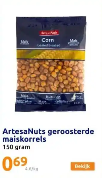 Action ArtesaNuts geroosterde maiskorrels 150g aanbieding