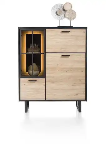 Henders & Hazel Avalon, highboard 120 cm. - 2-deuren + 1-glasdeur + 1-klep (+ led) - natural aanbieding