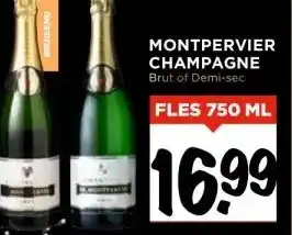 Vomar Voordeelmarkt Montpervier champagne brut of demi-sec aanbieding