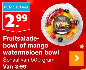 Hoogvliet Fruitsalade bowl of mango watermeloen bowl 500g aanbieding