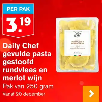 Hoogvliet Daily Chef gevulde pasta gestoofd rundvlees en merlot wijn 250g aanbieding