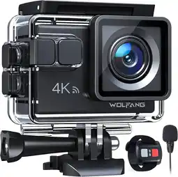 Amazon Wolfang action cam ga100 4k 30fps actiecamera wifi camcorder 20mp waterdichte onderwatercamera 40m met dubbele microfoon, afs aanbieding