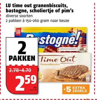 Poiesz LU Time-Out granenbiscuits, Bastogne, Scholiertje of Pim's 2*150-260g aanbieding