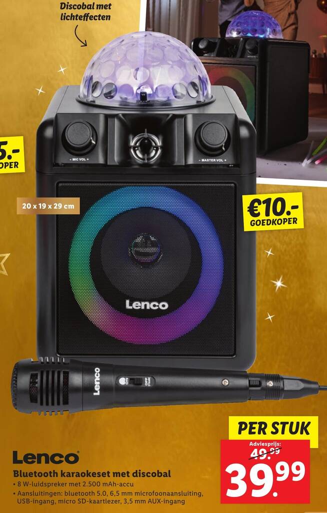 Bluetooth karaokeset met discobal aanbieding bij Lidl