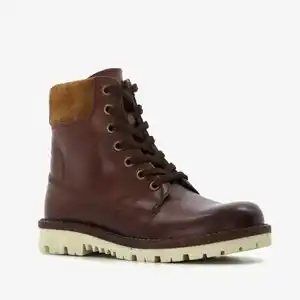 Scapino Groot leren jongens veterboots donkerbruin aanbieding