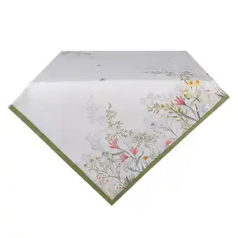 fonQ Clayre & eef tafelkleed 100x100 cm wit katoen bloemen tafellaken aanbieding