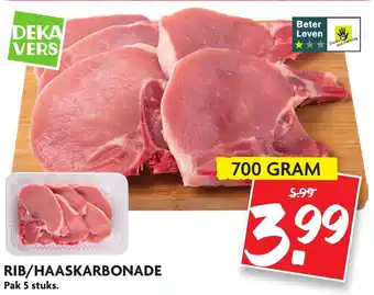 Dekamarkt Rib/Haaskarbonade 700g aanbieding