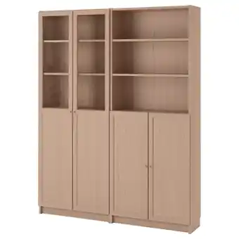 IKEA Billy / oxberg boekenkast paneel-/vitrinedeuren, wit gelazuurd eikenfineer, 160x30x202 cm aanbieding