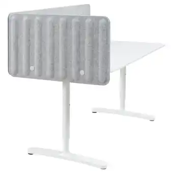 IKEA Bekant bureau met afscherming, wit/grijs, 160x80 48 cm aanbieding