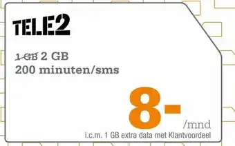 Telecombinatie Tele2 2gb aanbieding