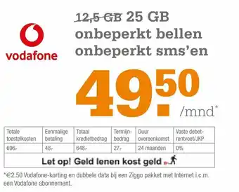 Telecombinatie vodafone 25gb aanbieding