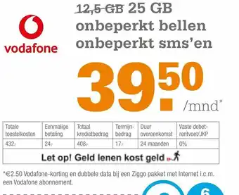 Telecombinatie vodafone 25gb aanbieding