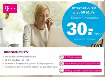 Telecombinatie T.... Internet & TV met 50mb/s aanbieding