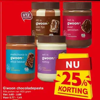 Hoogvliet G'woon chocoladepasta aanbieding