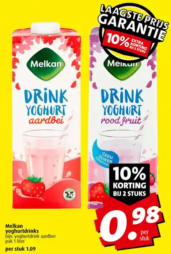 Boni Melkan yoghurtdrinks aanbieding