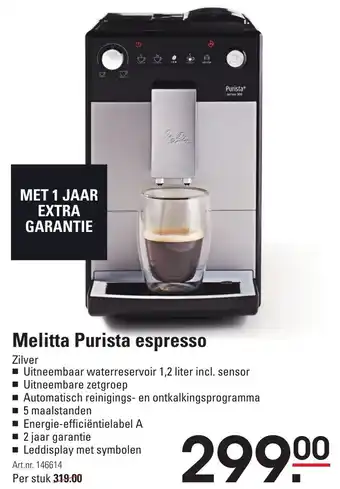 Sligro Melitta Purista espresso aanbieding